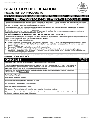 Australian Organic Product Registration Form