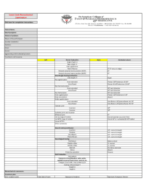 Lower Limb Biomechanical Examination Form