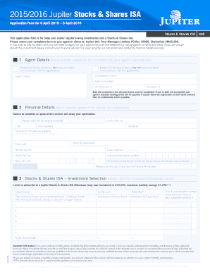 Jupiter Stocks & Shares ISA Application Form