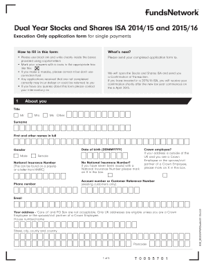 UK Stocks and Shares ISA Application Form