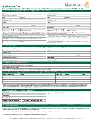Marlborough Fund Managers Investment Application Form