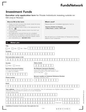 Investment Funds Execution Only Application Form