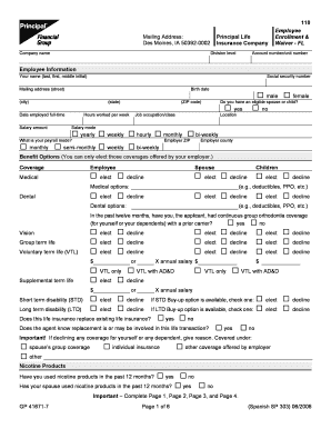Principal Life Insurance Enrollment Form