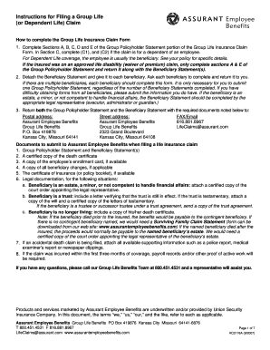 Group Life Insurance Claim Form