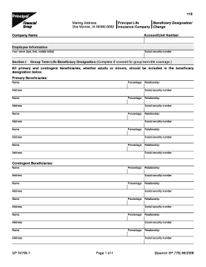 Principal Life Beneficiary Designation Form