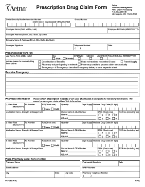 Aetna Prescription Drug Claim Form