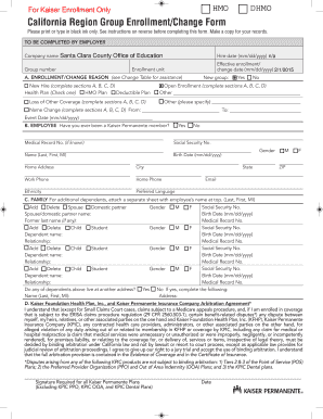 California Region Group Enrollment/Change Form
