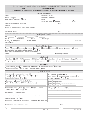 Nursing Facility to Emergency Department Transfer Form