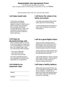 Elementary Student Technology Use Agreement