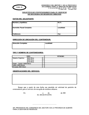 SOLICITUD DE CONTENEDORES PARA EL SERVICIO DE RECOGIDA DE - dipalme