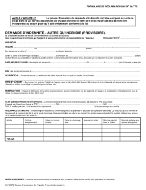 FORMULAIRE DE RÉCLAMATION BAC NO 8A.TPS