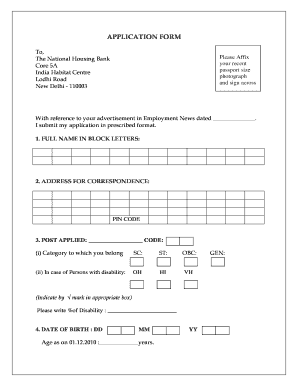 National Housing Bank Application Form