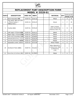 Replacement Part Description Form