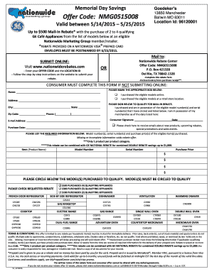 GE Appliances Mail-In Rebate Form