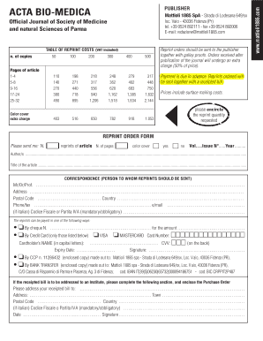 Reprint Order Form