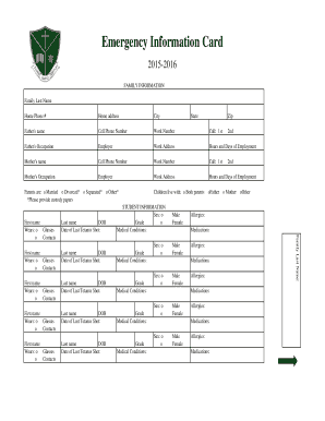 Emergency Information Card