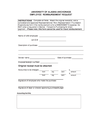 University of Alaska Anchorage Employee Reimbursement Request
