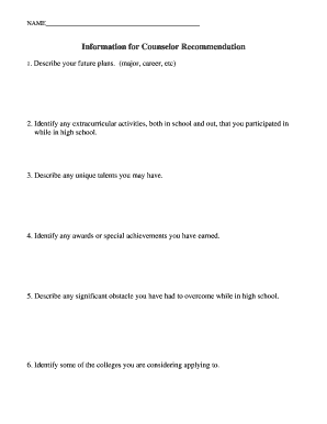 Counselor Recommendation Form