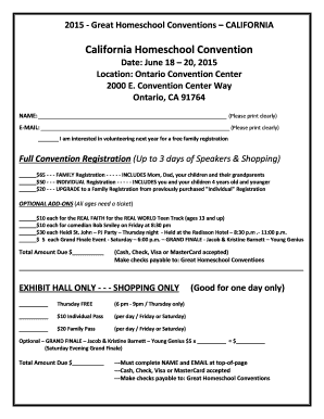 California Homeschool Convention Registration Form