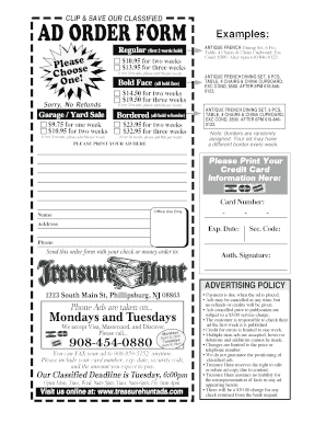 Classified Ad Order Form