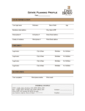 Estate Planning Profile Form