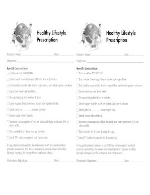 Healthy Lifestyle Prescription Form