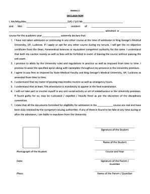 Annual leave form template - DECLARATION - King Georges Medical University - kgmu