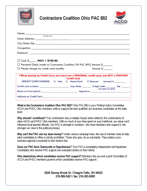 Contractors Coalition Ohio PAC 892 Contribution Form