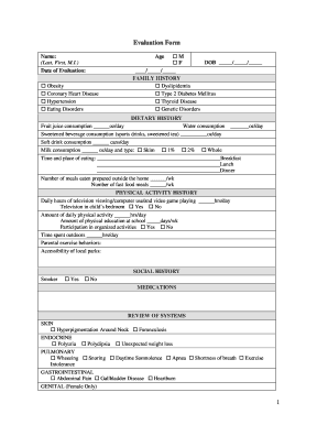 Child Health Evaluation Form