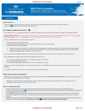 R&D Tax Incentive Registration Form