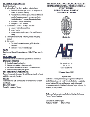 University of California Accidental Death and Dismemberment Insurance