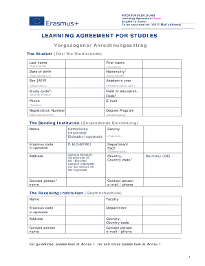 Learning Agreement form