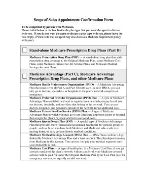 Medicare Sales Appointment Confirmation Form