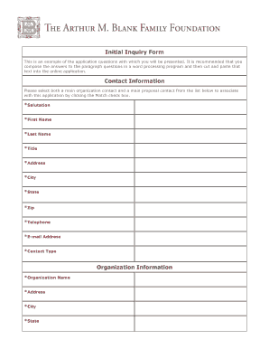 Blank history timeline - Initial Inquiry Form - Arthur Blank - blankfoundation