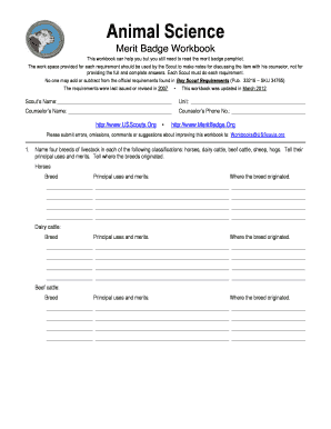 Animal Science Merit Badge Workbook