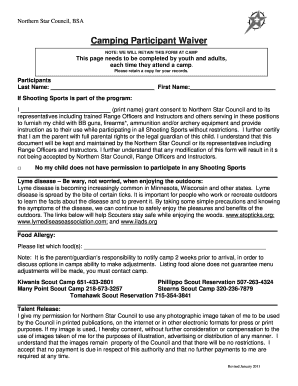 Northern Star Council BSA Camping Participant Waiver