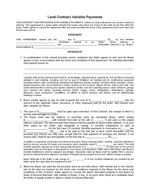 How to write a land agreement - Land Contract Variable Payments