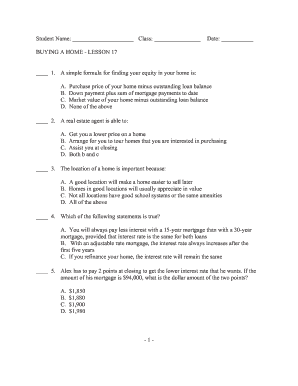 Buying a Home Lesson 17 Quiz