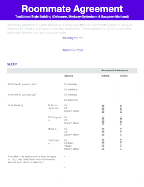 Roommate Agreement Template