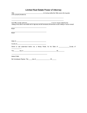 Limited Real Estate Power of Attorney