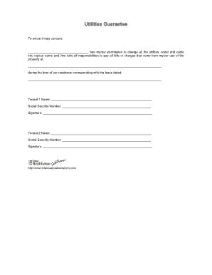 Utilities Guarantee Form