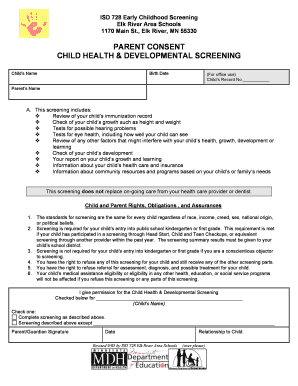 Child Health and Developmental Screening Consent