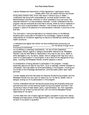Scuba Diving Liability Waiver