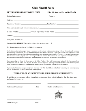 Ohio Sheriff Sales Buyer Broker Registration Form