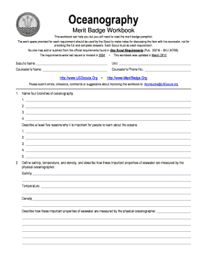 Oceanography Merit Badge Workbook