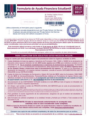 Formulario de Ayuda Financiera Estudiantil 2016-2017