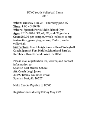 BCVC Youth Volleyball Camp