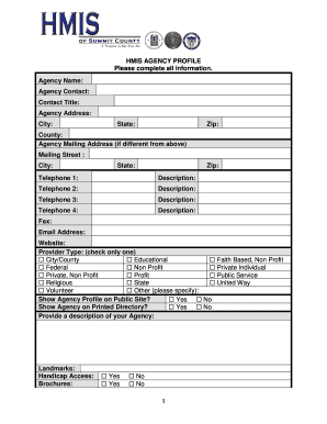 HMIS Agency Profile Form