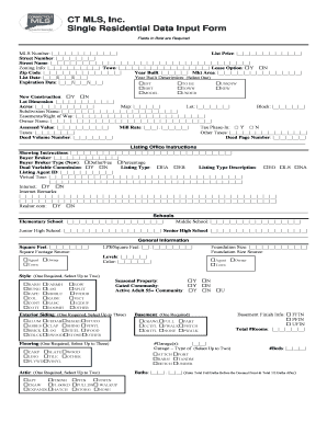 Single Residential Data Input Form