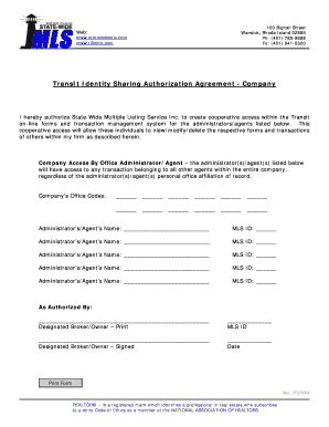 TransIt Identity Sharing Authorization Agreement
